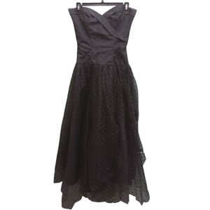 Vintage Elegant Black Strapless Evening Dress Size 5